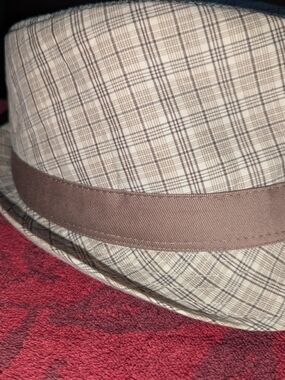 Plaid Cotton Trilby Hat with Brown Band